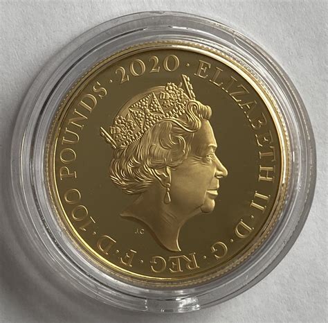 2020 Queen Gold Proof One Ounce £100 For Sale M J Hughes Coins