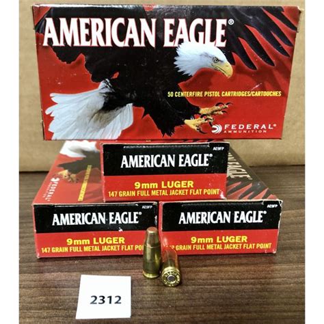 Ammo 200x Federal American Eagle 9mm Luger 147gr Fmj Fp