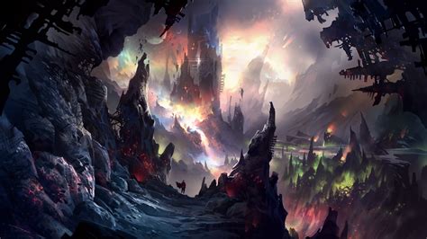 Fantasy Art Illustration Colorful Painting Cave Wallpapers Hd