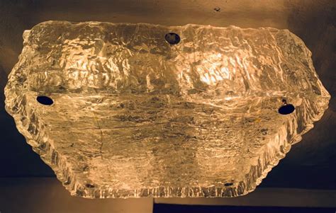 1970s German Kaiser Leuchten Ice Textured Murano Glass Flush Mount Ceiling Light For Sale At 1stdibs