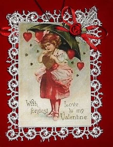 Handmade Vintage Style Victorian Valentine T Card Ornament
