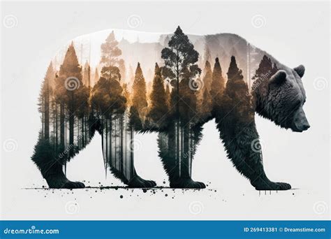 Double Exposure Bear And Forest Stock Image Image Of Wild Double