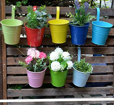 More images for flower pot gardens photos » RIOGOO Flower Pots, Garden Pots Hanging Buckets Hanging ...