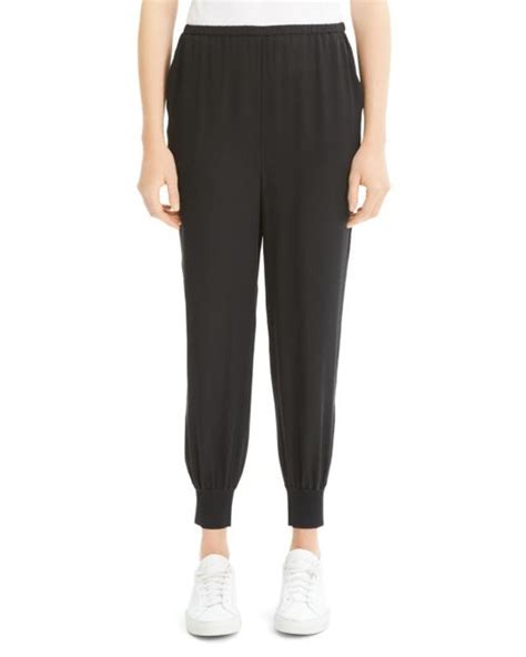 Theory Silk Jogger Pants In Black Save 50 Lyst