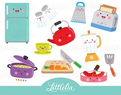 Kitchen Kawaii Kitchen Clipart 16065 Etsy