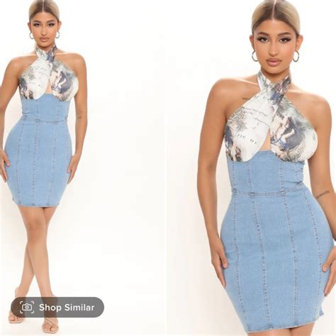 Fashion Nova Dresses Versailles Bestie Denim Mini Dress Medium Wash
