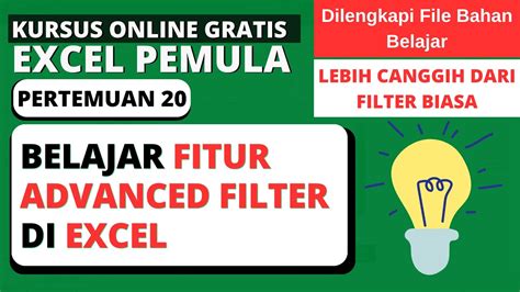 Cara Menggunakan Fitur Advanced Filter Pada Excel Youtube