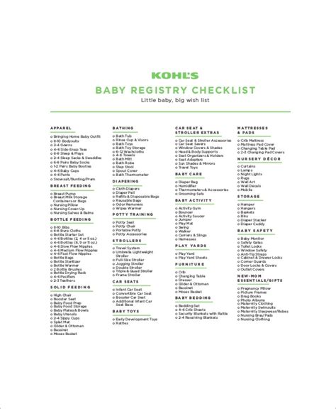 6 Complete Baby Registry Checklists Free Pdf Word Format
