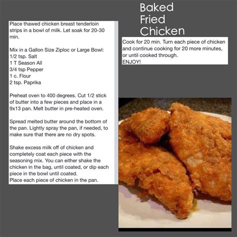 Then try this amazing fried chicken recipe at home by following some simple steps given below. 1/19/2014 - Baked Fried Chicken - Oh my goodness, this was super yummy! Husband loved it ...