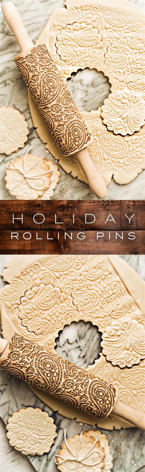 Embossed Holiday Rolling Pins Christmas Baking Rolling Pin Holiday