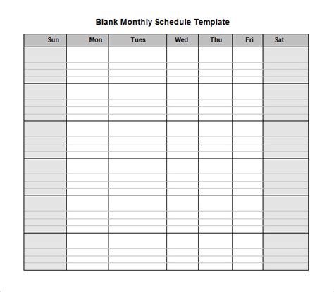 Printable Monthly Work Schedule Template Prntbl