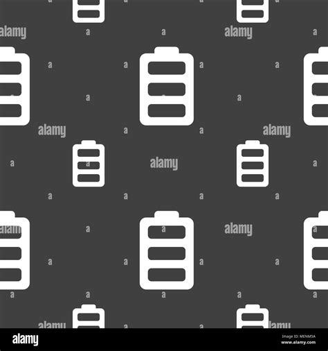 Battery Fully Charged Icon Sign Seamless Pattern On A Gray Background