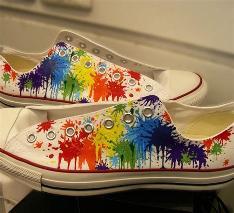 Feel free to use several different colors too as that keep the sky vibrant. rainbow paint splatter Converse shoes | Painted shoes ...