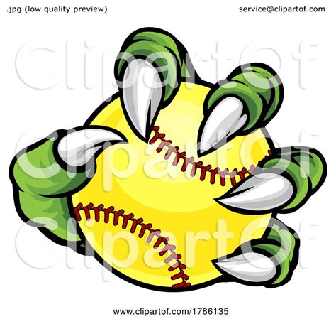 Claw Monster Talons Hand Holding Softball Ball By Atstockillustration