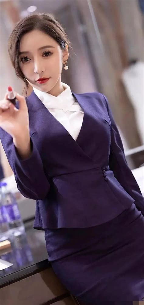 Purple Suit Skirt With Black Stockings Is Not Just Attractiveuniform