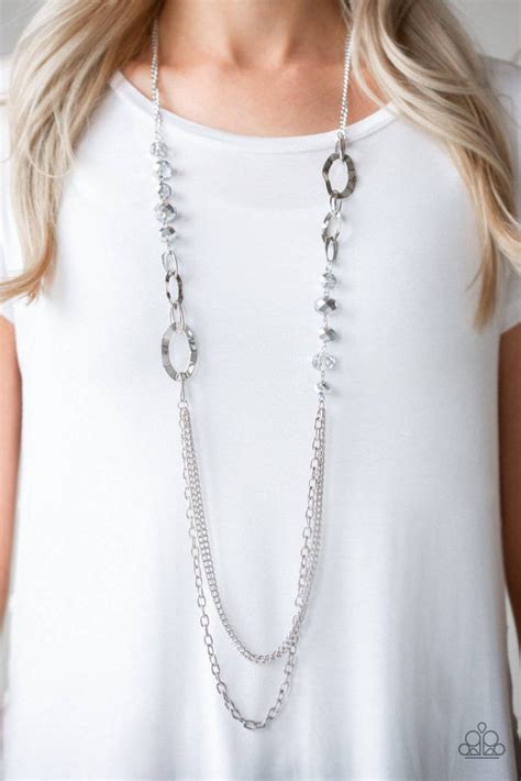 Modern Girl Glam Silver Metallic Necklace Paparazzi Accessories