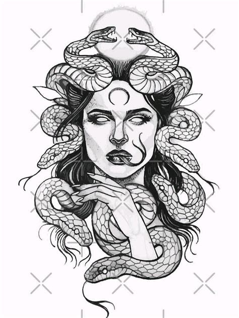 A Drawing Of A Woman With Snakes On Her Head And The Words Snake In