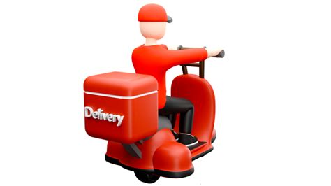 Premium Delivery Man Going On Scooter For Food Delivery 3d Illustration