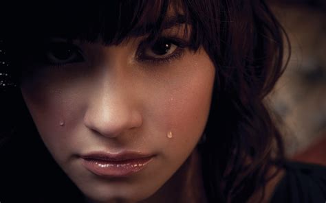 Wallpaper Face Women Model Demi Lovato Black Hair Tears Mouth
