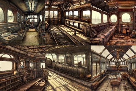 Steampunk Train Wagon Interior 3d Scene Greg Stable Diffusion Openart