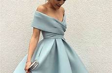 dress formal shoulder blue off knee length line light chiffon tumblr