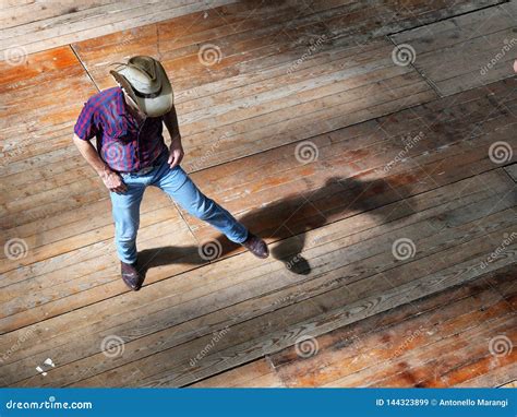 Single Man Traditional Western Folk Music Dancer View From Above Blur