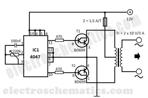 The dc to ac converter circuit using transistors is shown below. DC to AC Converter 12V to 220V Voltage Converter