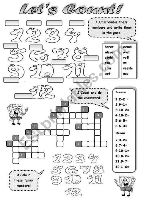 Let´s Count Numbers 1 12 Some Activities To Practise Numbers Esl