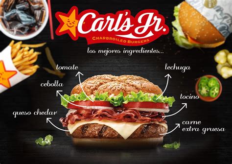 Infografía Carls Jr Queso Carne Chicken Burgers Ethnic Recipes