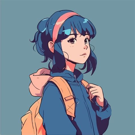 Premium Vector Anime Girl With A Backpack And A Backpack
