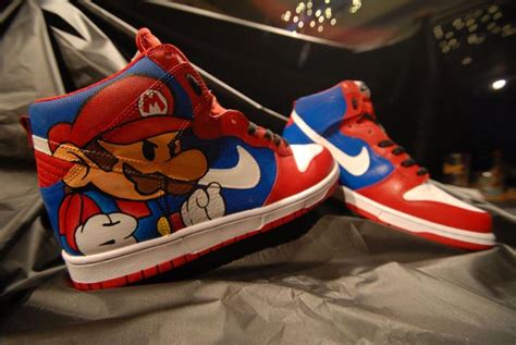 Sneakers Customisées Super Mario Bros Nike Dunk High
