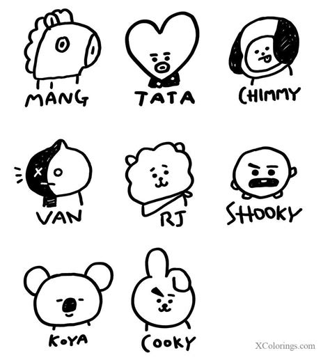 Bt21 Coloring Pages Characters With Name