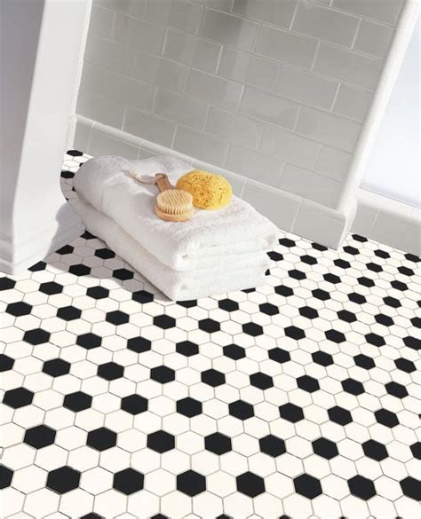 Very nice quality, no broken tiles in the. 37 black and white hexagon bathroom floor tile ideas and ...