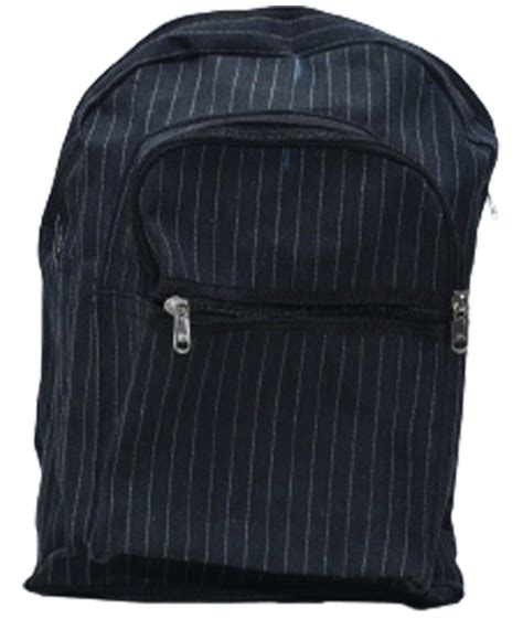 Canvas Black Strip Backpack Number Of Compartments 3 Bag Capacity