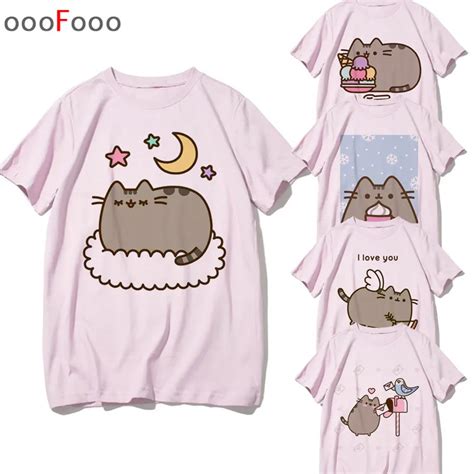 Pusheen T Shirt Cute Cat Women Kawaii Graphic T Shirt Kawaii Tshirt