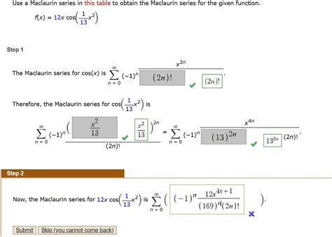 Solved Use Maclaurin Series In This Table To Obtain The Maclaurin