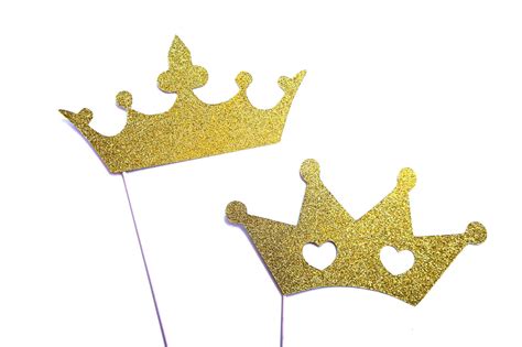 Photo Booth Props Prom King And Queen Crowns With Glitter Etsy