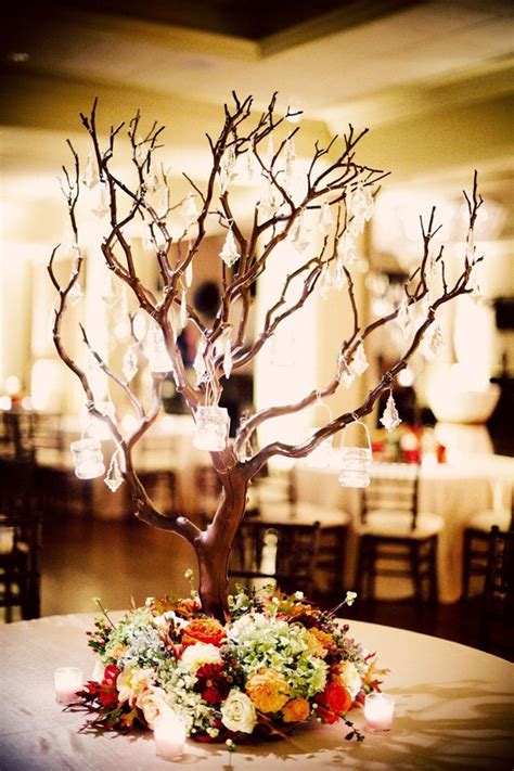 I Love The Tree Idea As Centerpiece And Colorful Flowers Perfect For