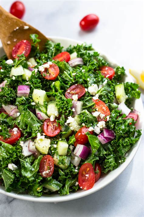 Greek Kale Salad With Lemon Olive Oil Dressing