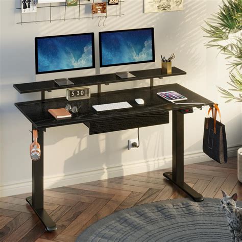 Rolanstar Height Adjustable Dual Motor Standing Desk With Drawer Usb