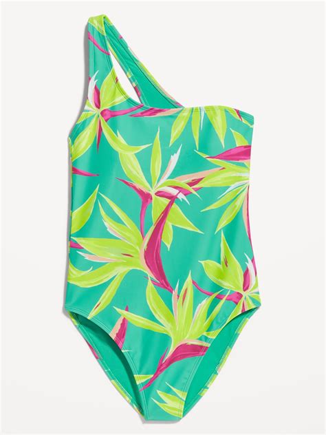 Printed One Shoulder Swimsuit Old Navy