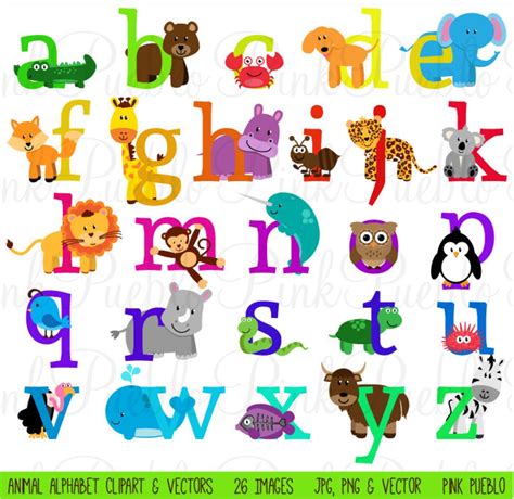 Animal Alphabet Font With Safari Jungle Zoo Animals Etsy