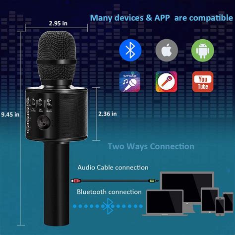Bonaok Wireless Bluetooth Karaoke Microphone3 In 1 Portable Handheld