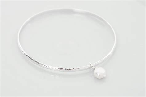 Beautiful Handmade Hammered Sterling Silver Bangle With A Stunning