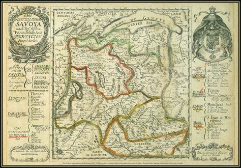3424 Exlibris2 Savoya Original Copper Engraved Map Augsburg Johann