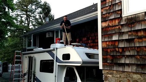 First is to clean the roof thoroughly, making sure you remove every dirt particle. Rv renovation rubber roofing - YouTube