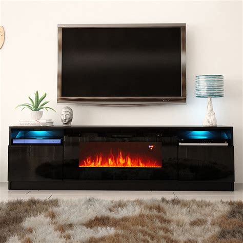York 02 Electric Fireplace 79 Tv Stand Meble Furniture