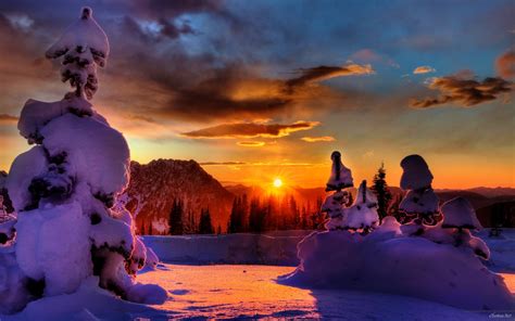 Winter Sunset Hd Wallpaper Wallpapersafari