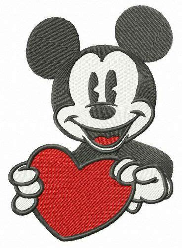 Mickey Mouse With Heart Card Embroidery Design Mickey Mouse