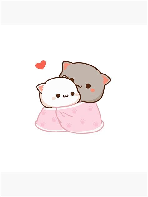 Peach And Goma Cuddling Mochi Peach Cat Throw Pillow By Misoshop